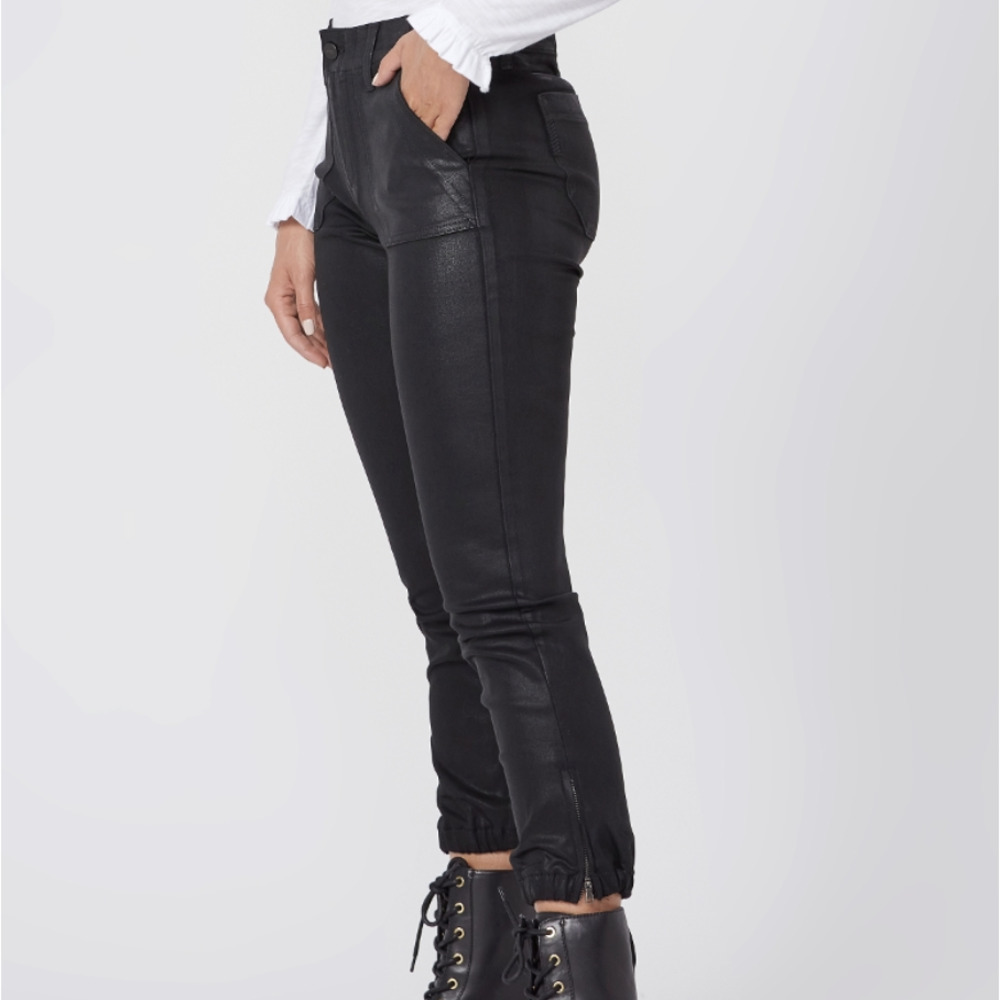 PAIGE Mayslie Jogger Pants in Black Fog Luxe Coated​​​​​​​​​​​ - Picture 2 of 4